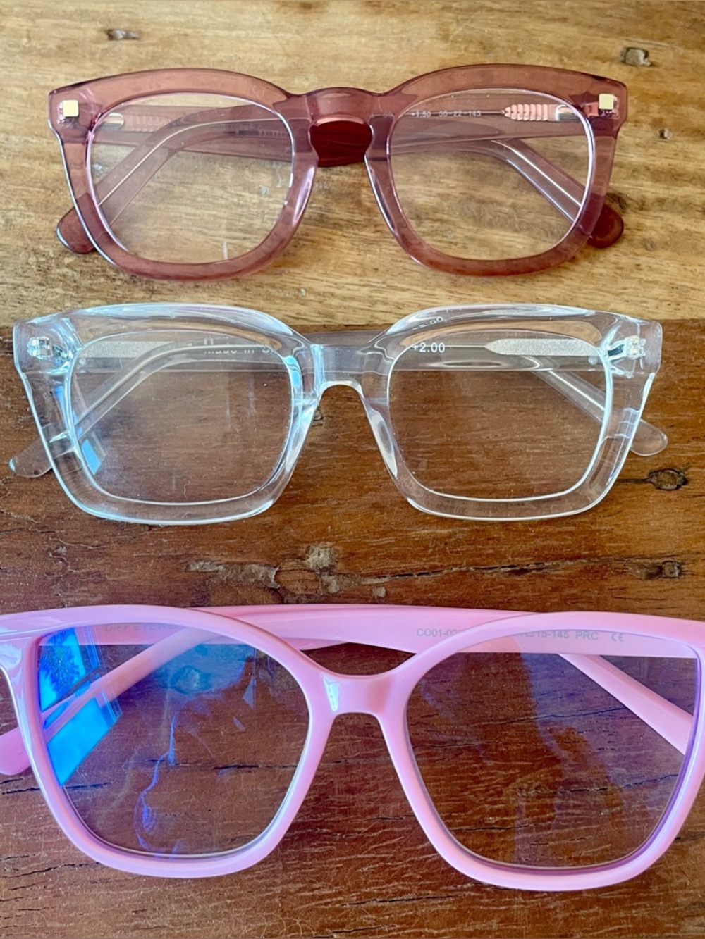 BUNDLE of 3 SPRING Clear & Pastel Square Reading Glasses